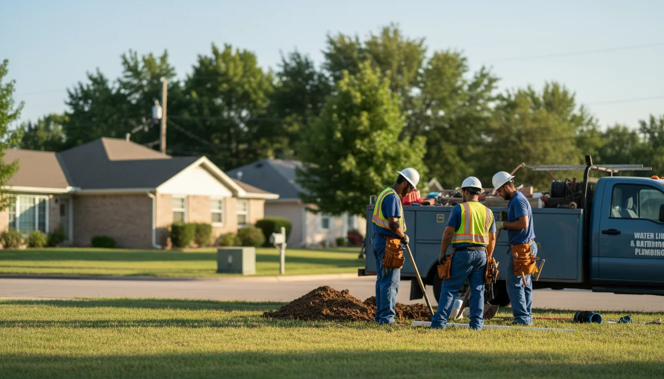 Residential water line and bathroom plumbing service in Farmer, OH